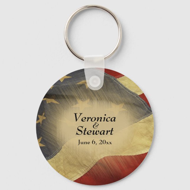 Distressed American Flag   Key Ring (Front)