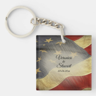 Distressed American Flag  Key Ring