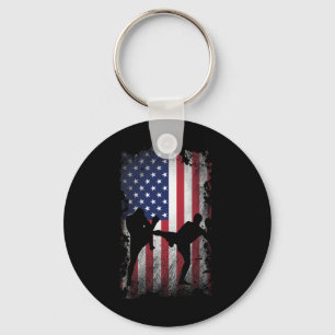 Distressed American Flag Kick Boxing Usa Patriotic Key Ring