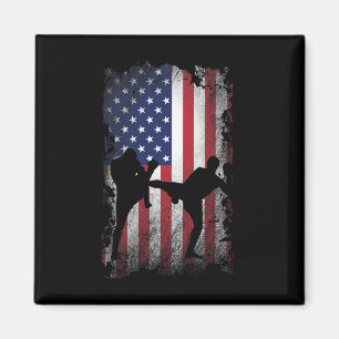 Distressed American Flag Kick Boxing Usa Patriotic Magnet