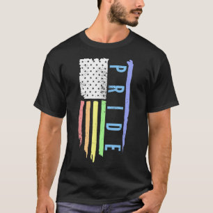 Distressed American Flag LGBTQ Rainbow Gay Pride F T-Shirt