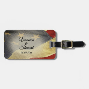 Distressed American Flag  Luggage Tag