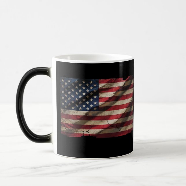 Distressed American Flag Magic Morphing Coffee Mug (Left)