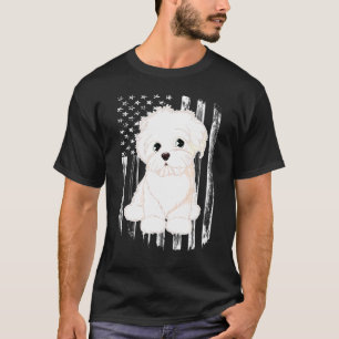 Distressed American Flag Maltese Dog 4th Of July T T-Shirt