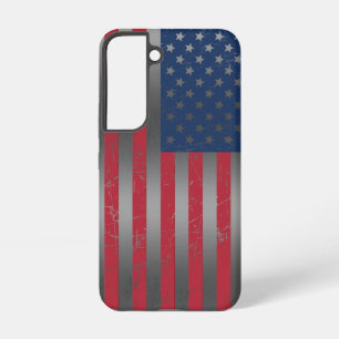 Distressed American Flag Metallic Background Samsung Galaxy Case