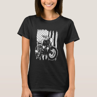Distressed American Flag Motorcycle Rider T-Shirt