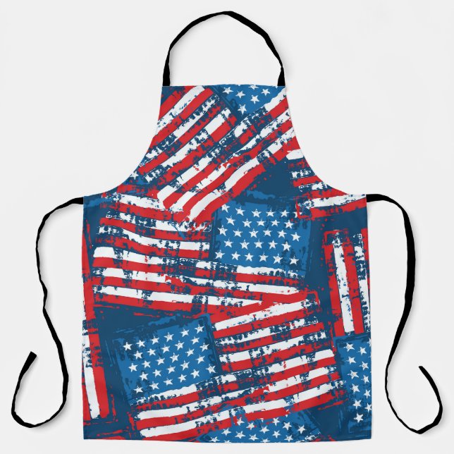 Distressed American Flag Painted Pattern Apron (Front)