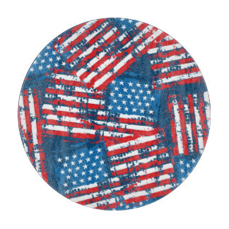 Distressed American Flag Painted Pattern Cutting Board