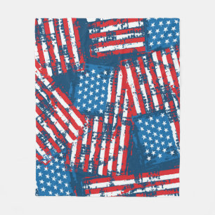 Distressed American Flag Painted Pattern Fleece Blanket