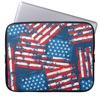Distressed American Flag Painted Pattern Laptop Sleeve