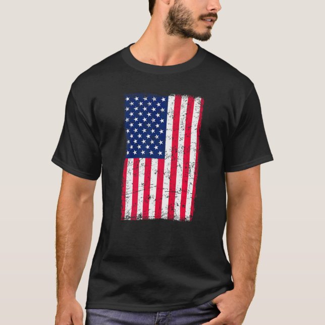 Distressed American Flag Patriotic America Us 4th  T-Shirt (Front)