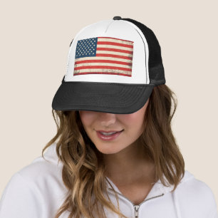 Distressed American Flag Patriotic Trucker Hat
