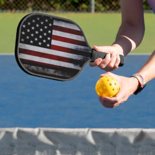 Distressed American Flag Pickleball Paddle