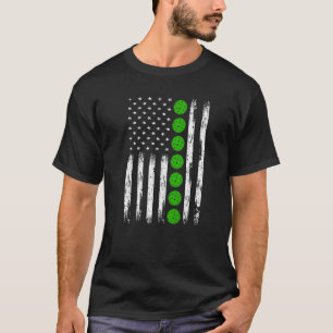 Distressed American Flag Pickleball Sports  Mens W T-Shirt