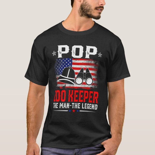 Distressed American Flag Pop Zoo Keeper The Legend T-Shirt (Front)
