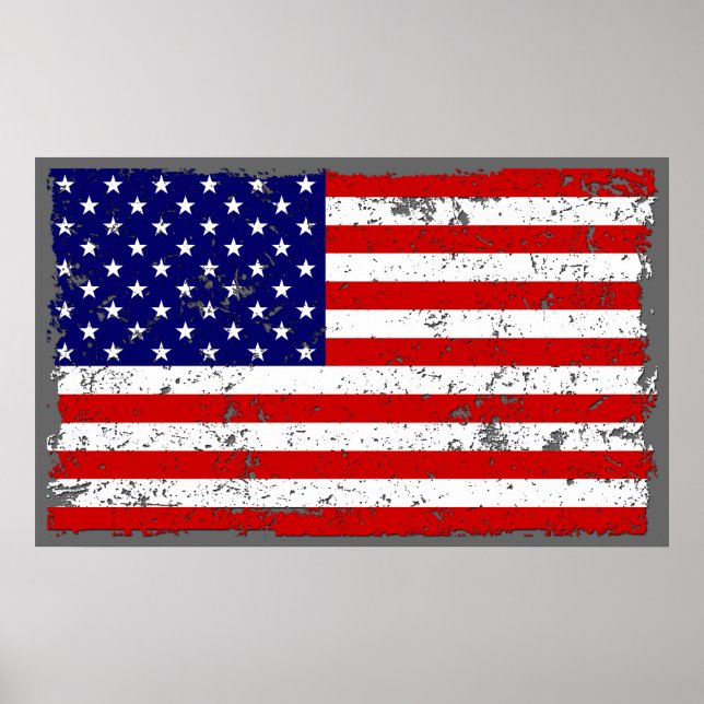 Distressed American Flag Poster (Front)