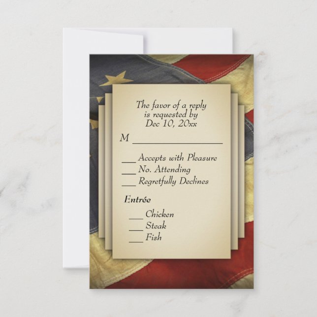 Distressed American Flag RSVP with Entree Choice (Front)