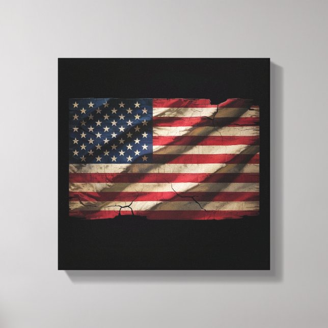 Distressed American Flag Square Canvas Print (Front)