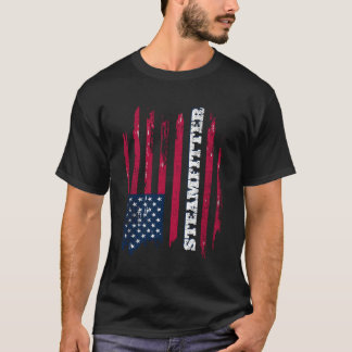 Distressed American Flag Steamfitter T-Shirt