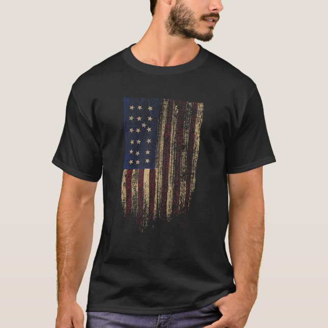 Distressed American Flag  T-Shirt (Front)