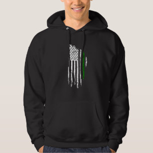 Distressed American Flag Thin Green Line Military  Hoodie