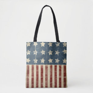 distressed American flag Tote Bag