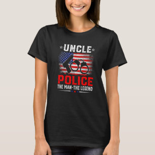 Distressed American Flag Uncle Police The Legend R T-Shirt