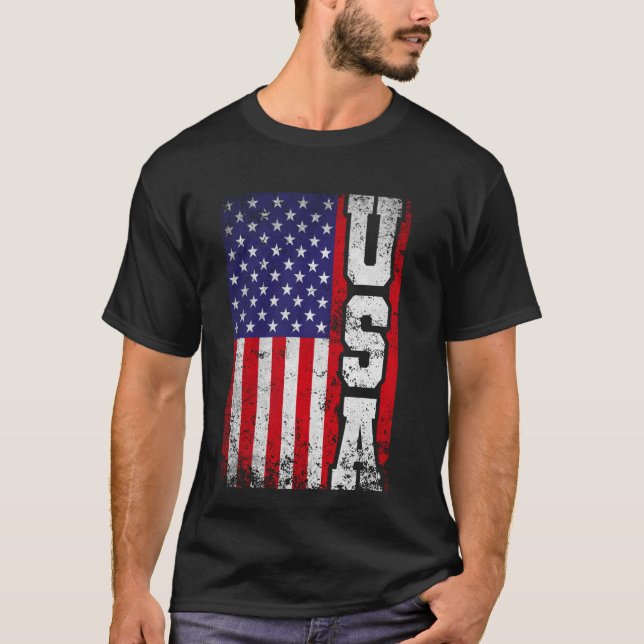 Distressed American Flag US 4th Of July United Sta T-Shirt (Front)