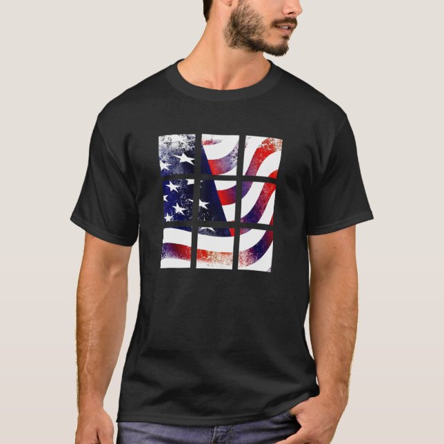 Distressed American Flag Us Flag Pattern T-Shirt (Front)