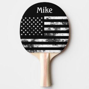 Distressed American Flag USA Name Cool Men Ping Pong Paddle