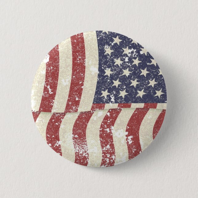 Distressed American Flag - vertical 6 Cm Round Badge (Front)