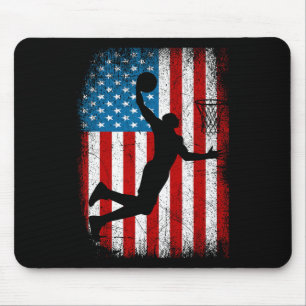 Distressed American Flag Vintage Basketball 4th of Mouse Mat
