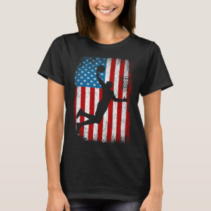Distressed American Flag Vintage Bysketbyll 4th Of T-Shirt