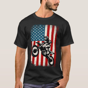 Distressed American Flag Vintage Dirt Bike Rider M T-Shirt
