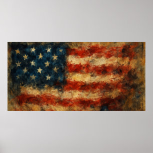 Distressed American Flag Vintage Patriotic  Poster