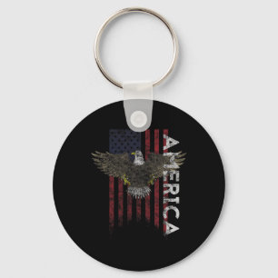Distressed American Flag Vintage Usa Flags Men Wom Key Ring