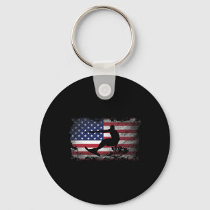 Distressed American Flag Water Skiing Usa Patrioti Key Ring