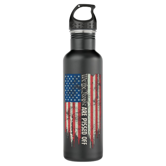 Distressed American Flag We the People 710 Ml Water Bottle (Front)
