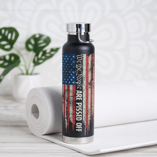 Distressed American Flag We the People Water Bottle (Yoga)