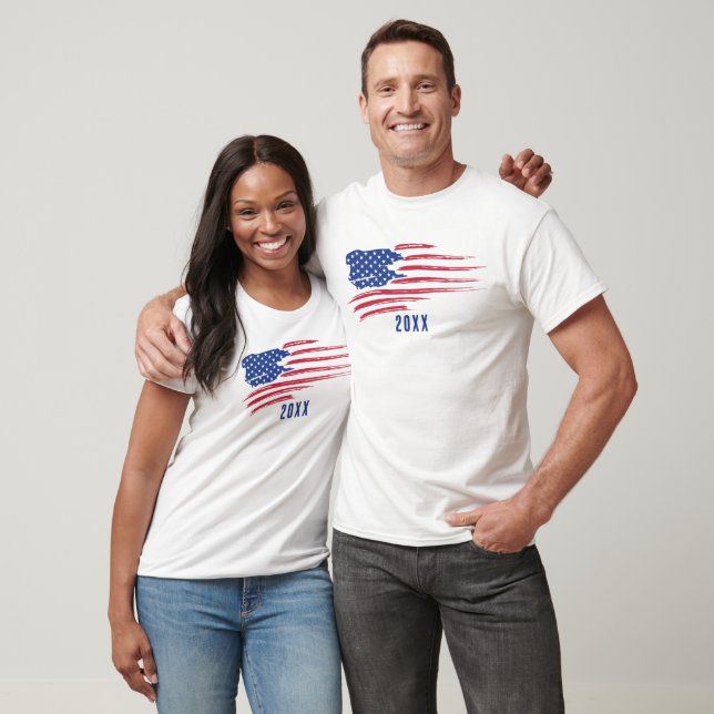 Distressed American Flag With Date T-Shirt (Unisex)