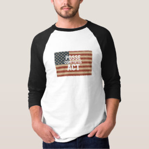 Distressed American Flag with Posse Comitatus Act T-Shirt