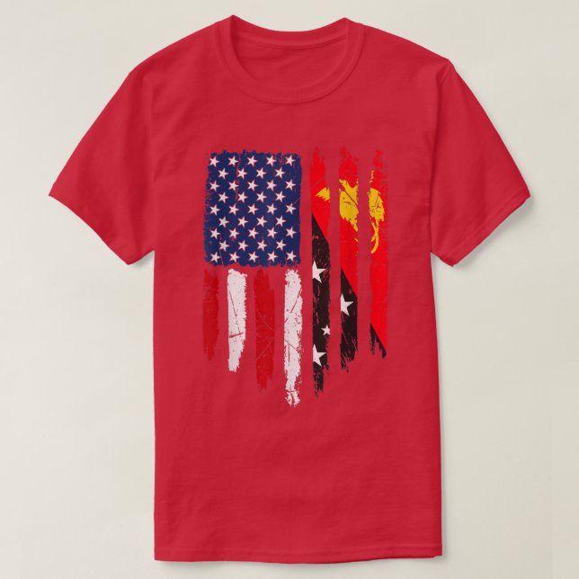 Distressed American Papua New Guinea Flag Men Wome T-Shirt (Design Front)