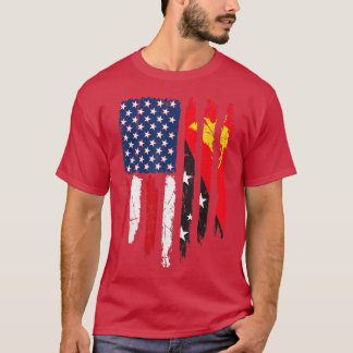 Distressed American Papua New Guinea Flag Men Wome T-Shirt