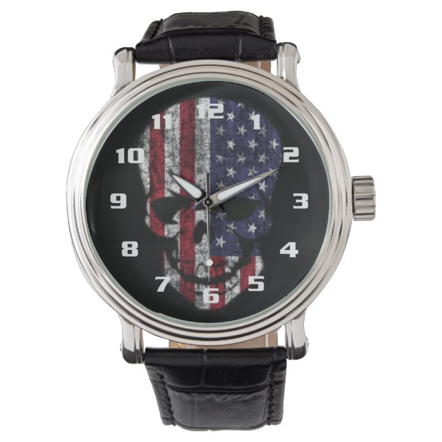 Distressed American Skull Watch (Front)