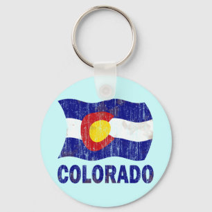 DISTRESSED AND AGED COLORADO FLAG KEY RING