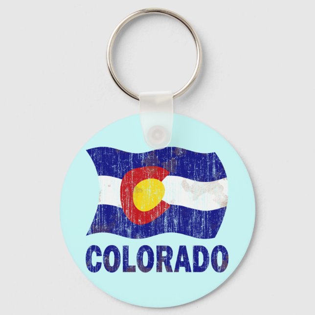 DISTRESSED AND AGED COLORADO FLAG KEY RING (Front)