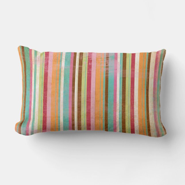 Distressed and worn out stripes lumbar cushion (Front)