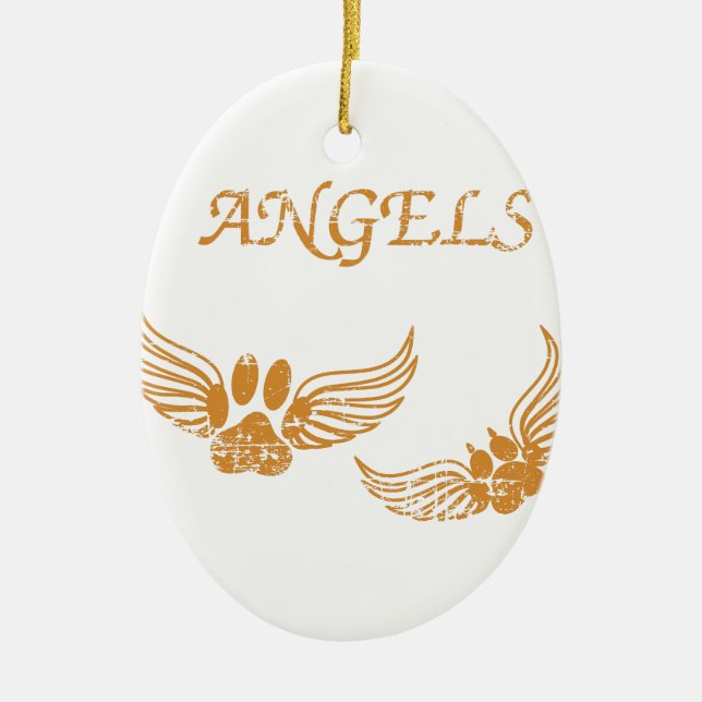 Distressed Angel Pet Paws Ceramic Tree Decoration (Front)