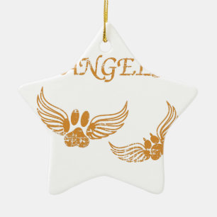 Distressed Angel Pet Paws Ceramic Tree Decoration