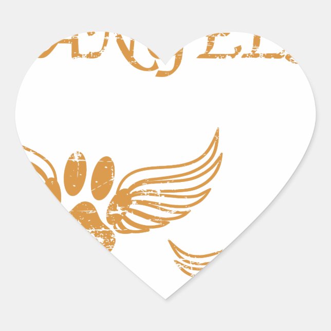 Distressed Angel Pet Paws Heart Sticker (Front)
